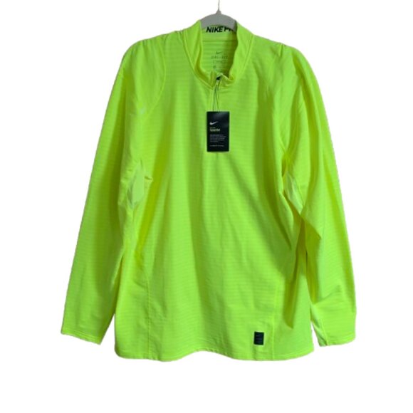 NWT Nike Pro Warm Dri-Fit Neon Yellow XX-Large Quarter Zip Pullover Shirt